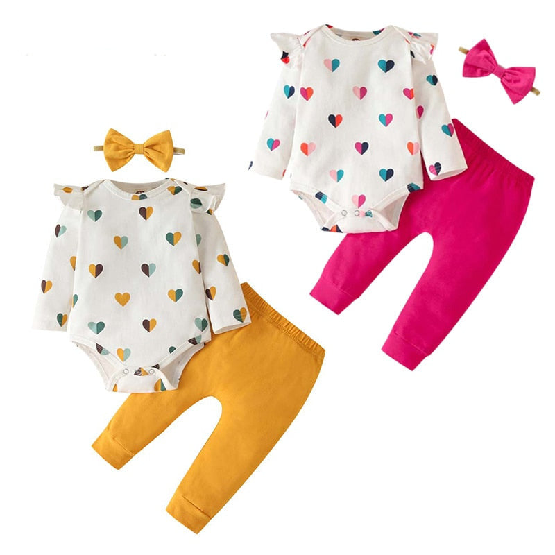 Infant Girl 3Pcs Sets of Printed Cotton Clothes childrensterritory