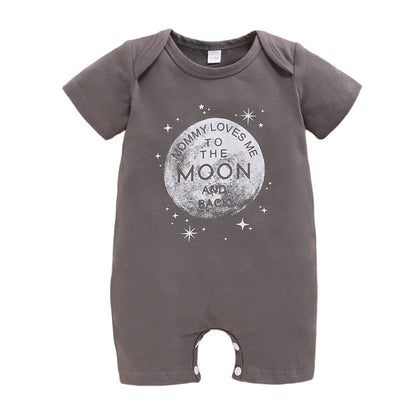 Newborn Boys Short Sleeves Letter Print Bodysuit childrensterritory