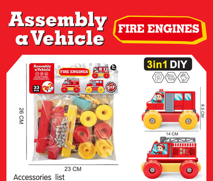 Kids 3 in 1 DIY Assembly A Vehicle Toy Set childrensterritory