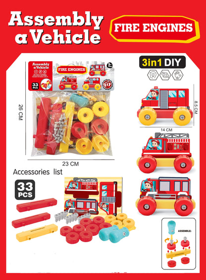 Kids 3 in 1 DIY Assembly A Vehicle Toy Set childrensterritory