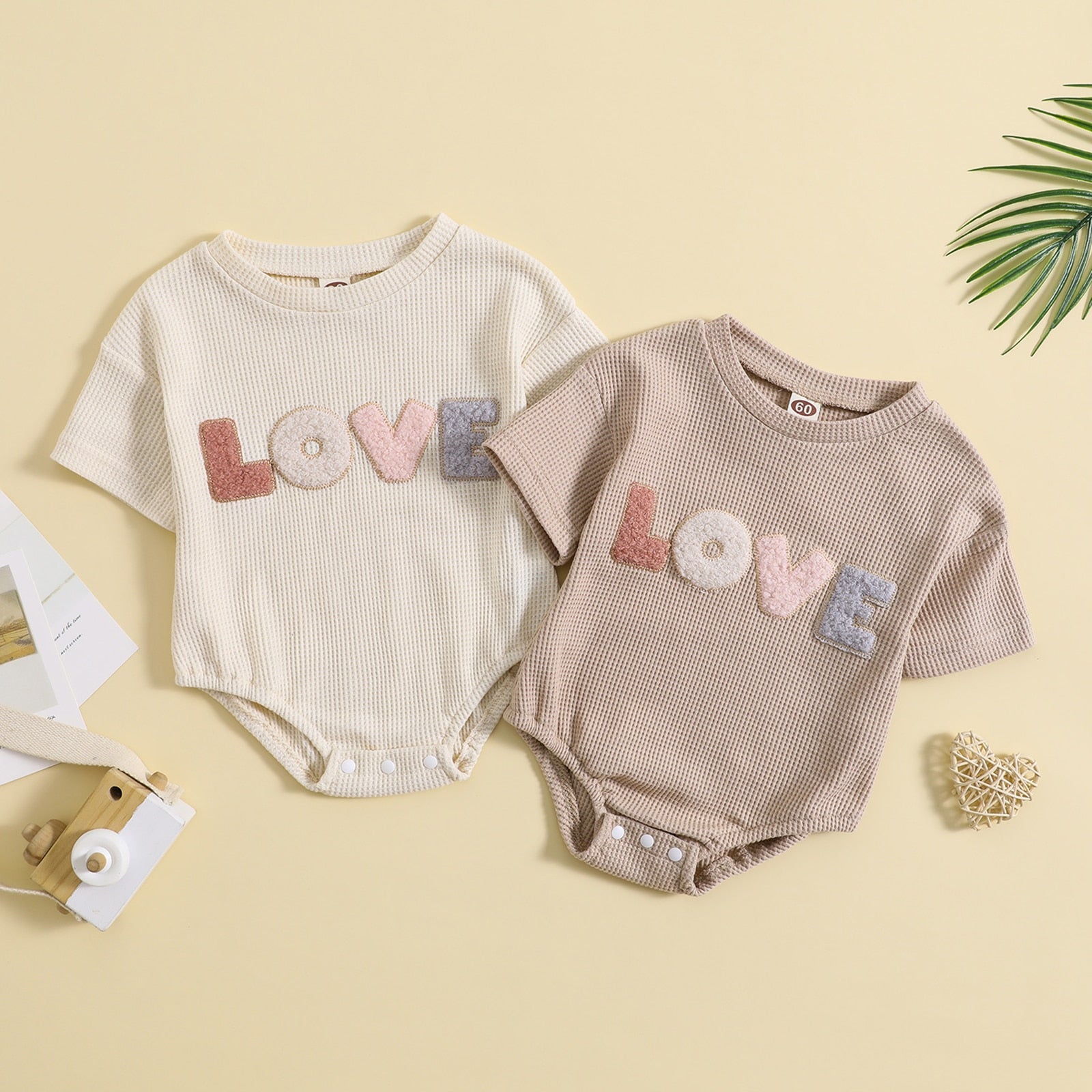 Love Embroidery Baby Unisex Summer Bodysuit childrensterritory