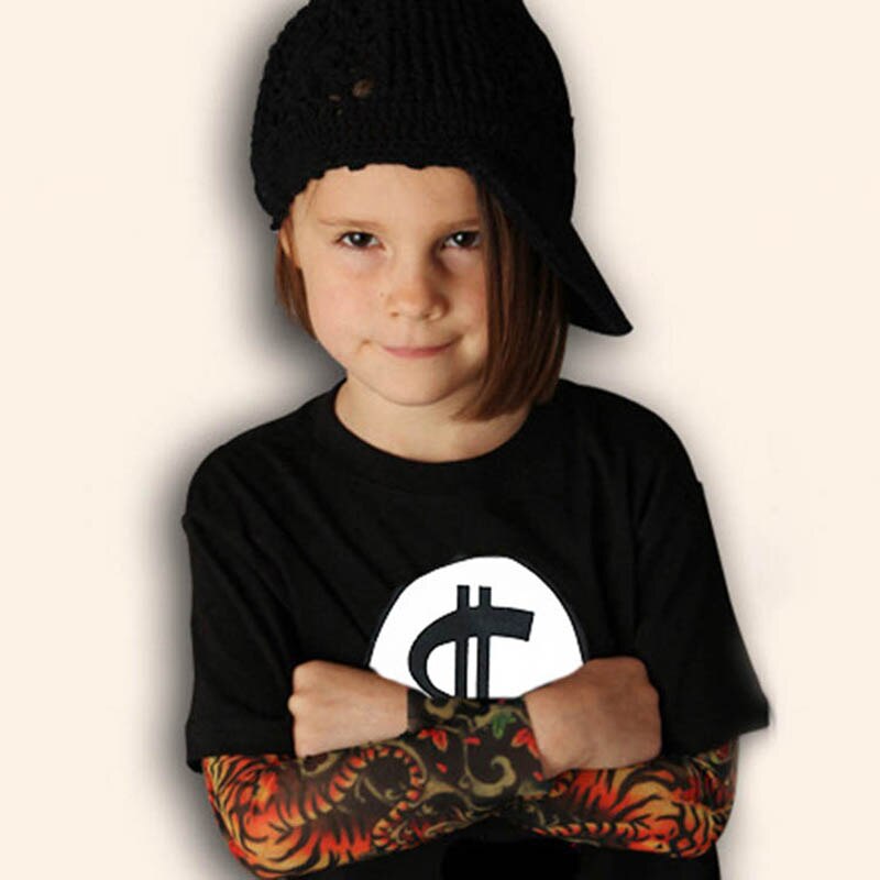 Letter Printed Kids Boys T-shirts with Tattoo Sleeves childrensterritory