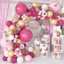 Hot Pink Gold Latex Balloons Garland Arch Kit for Decoration childrensterritory