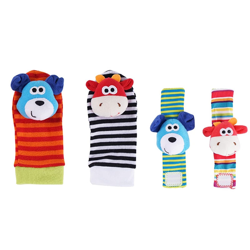 Baby Wrist Rattles and Foot Finder Socks 4PCS/SET childrensterritory