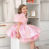 Shiny Handmade Flower Girl Party Dress with Puff Sleeves childrensterritory