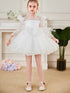 Elegant Sequin White Puffy Wedding Party Dress for Girls childrensterritory