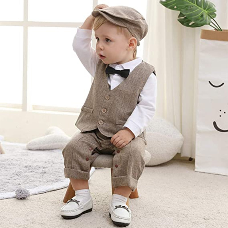 Infant Boy Formal Birthday Outfit With Hat Vest childrensterritory