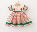 Plaid Baby Girls Summer Dresses with Navy Collar childrensterritory