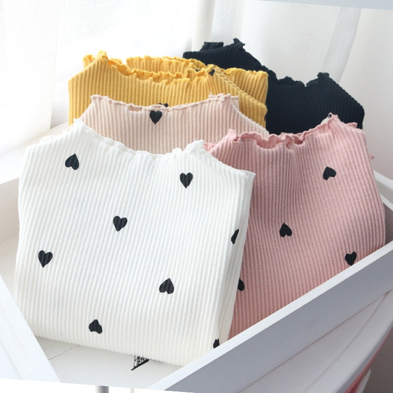 Lovely Heart Print Kids Girls Knitted Sweater childrensterritory