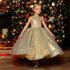 Sleeveless Gold Sequin Tea Length Baby/Kids Girls Party Dress childrensterritory