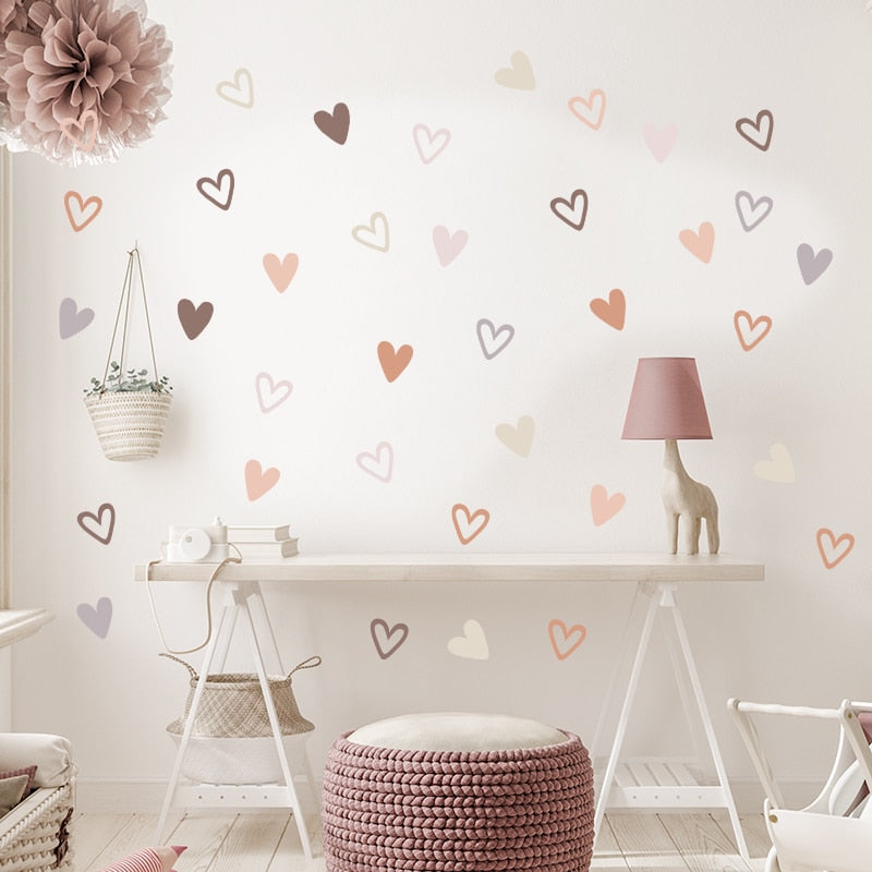 Heart Shape Bohemian Wall Decals for Kids Room Decor childrensterritory