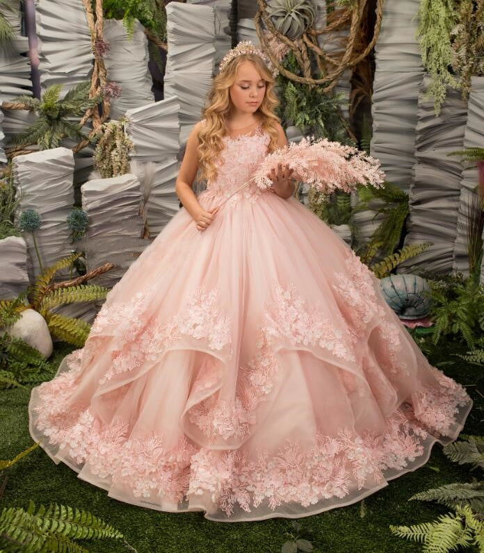 Puffy Tulle Long Princess Party Dress for Baby/Kids Girls childrensterritory