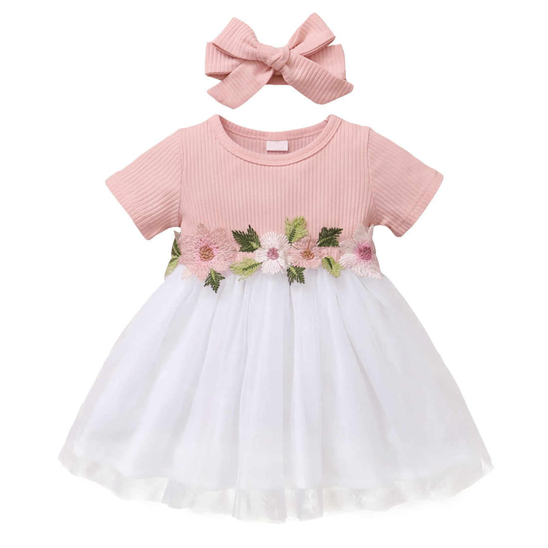 Baby Girls A-line Summer Party Dress with Headband childrensterritory