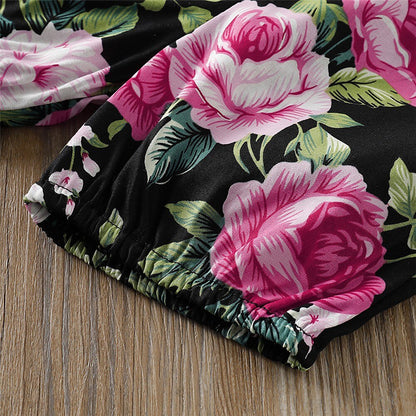 Baby Girl Letter Printed Vest+Floral Shorts 3PCS Outfit Set childrensterritory