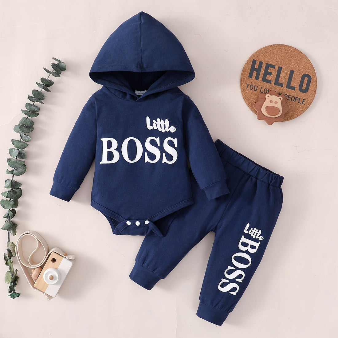 2pcs Infant Boy Hooded Jumpsuit & Pants Clothes Set childrensterritory