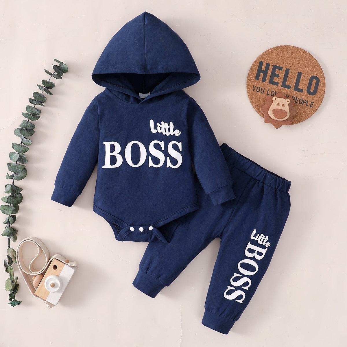 2pcs Infant Boy Hooded Jumpsuit &amp; Pants Clothes Set childrensterritory