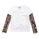 Letter Printed Kids Boys T-shirts with Tattoo Sleeves childrensterritory