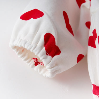 Newborn Baby Heart Print Bodysuit with Hat childrensterritory