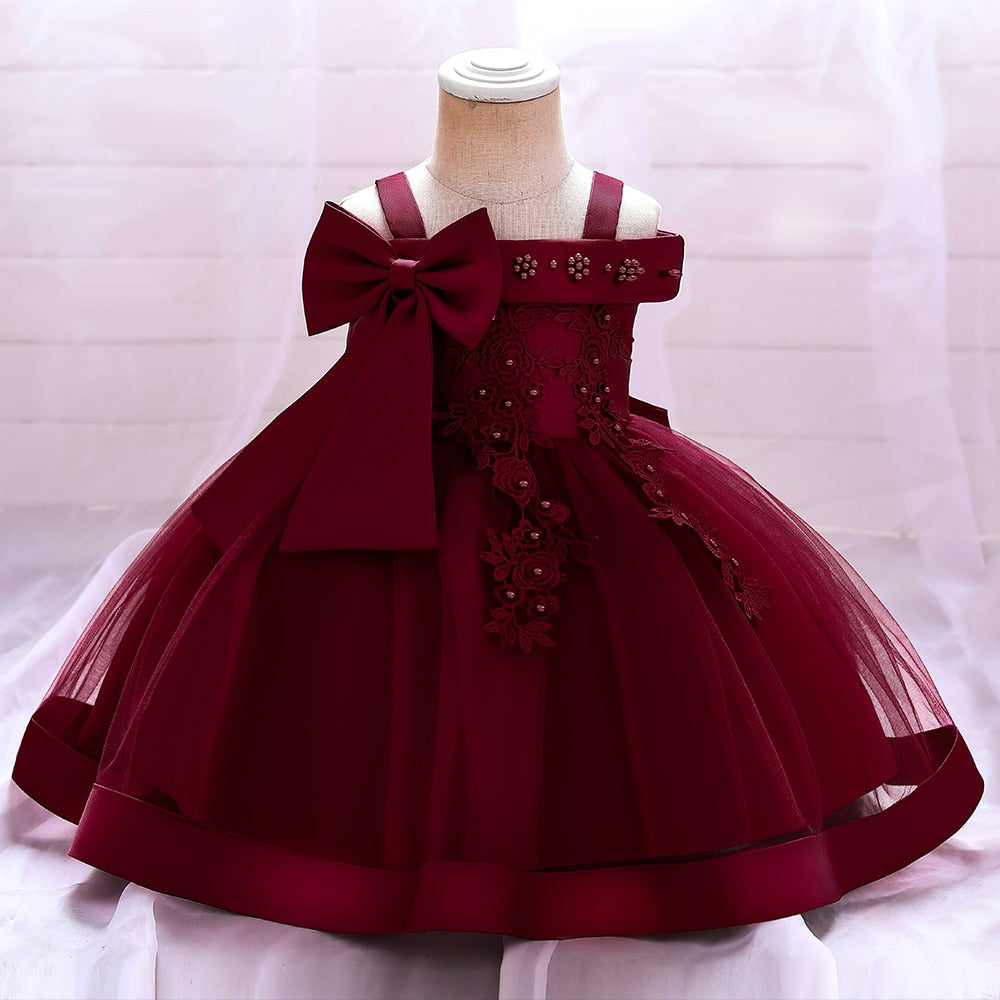 Baby Girls Bow Lace Flower Wedding/Party Gown childrensterritory