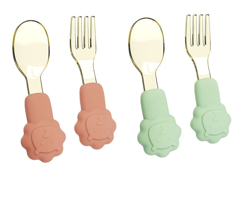 2pcs Baby Learn To Eat Fork Spoon Set | Kids Tableware childrensterritory