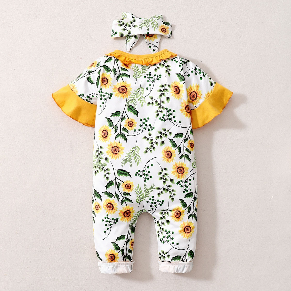 Baby Girls Floral Summer Bodysuit with Headband childrensterritory