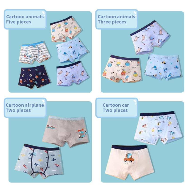 Kids Boys Cartoon Print Cotton Briefs/Panties childrensterritory