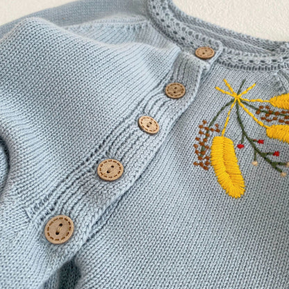 Baby Girl Flower Embroidery Cardigan with Hat for Spring childrensterritory