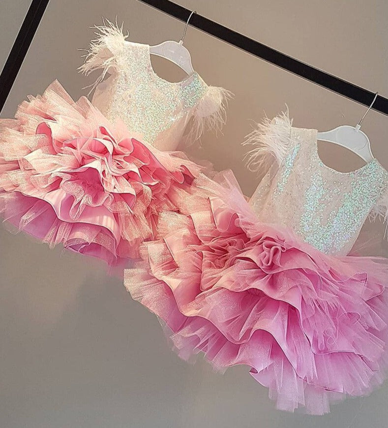 Tiered Tulle Satin Baby/Kids Girl Pageant Birthday Dress childrensterritory