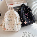Floral Backpack for Girls with Personalized Embroidery Name childrensterritory