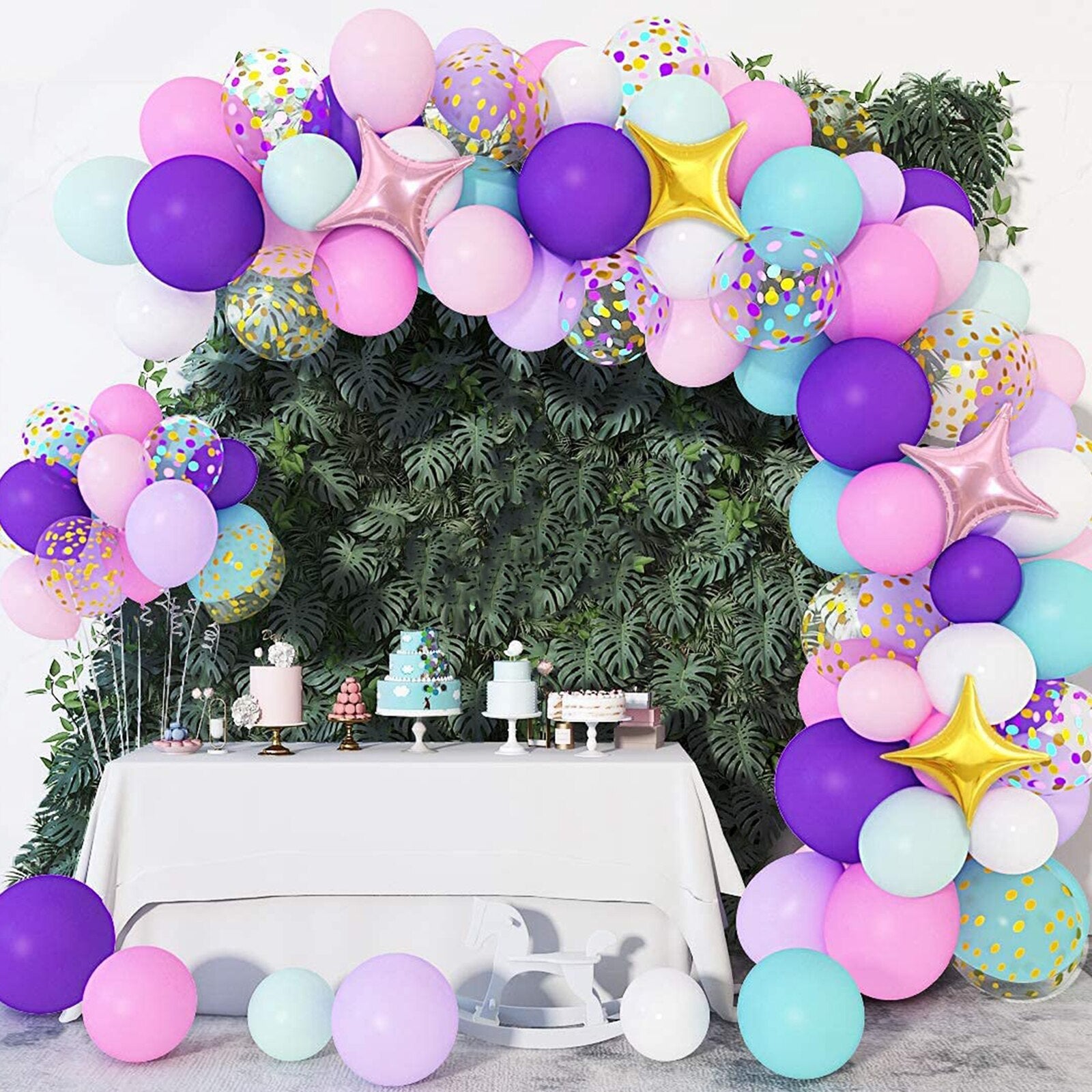 Unicorn & Colorful Rainbow Balloons Garland Arch Kit childrensterritory