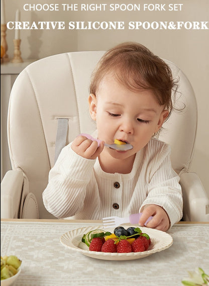 2pcs Baby Learn To Eat Fork Spoon Set | Kids Tableware childrensterritory