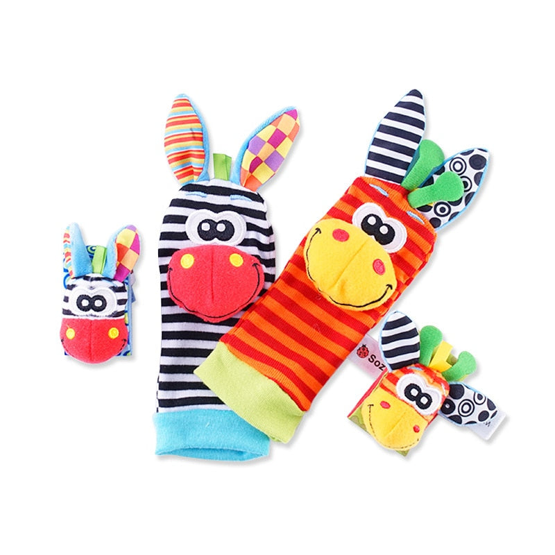 Baby Wrist Rattles and Foot Finder Socks 4PCS/SET childrensterritory