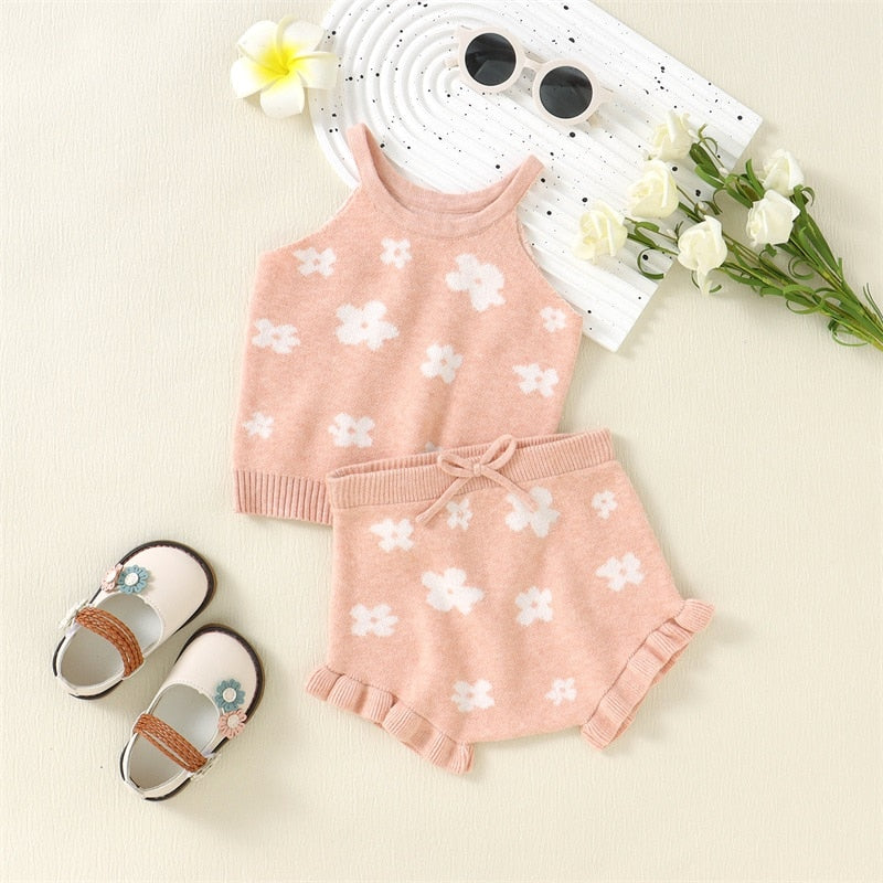 Toddler Girl 2Pcs Sleeveless Floral Outfit Set childrensterritory