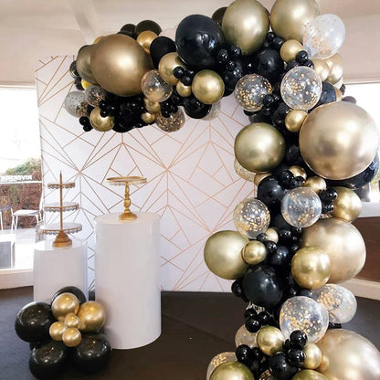 Party Decoration Black Gold Balloon Garland Arch childrensterritory