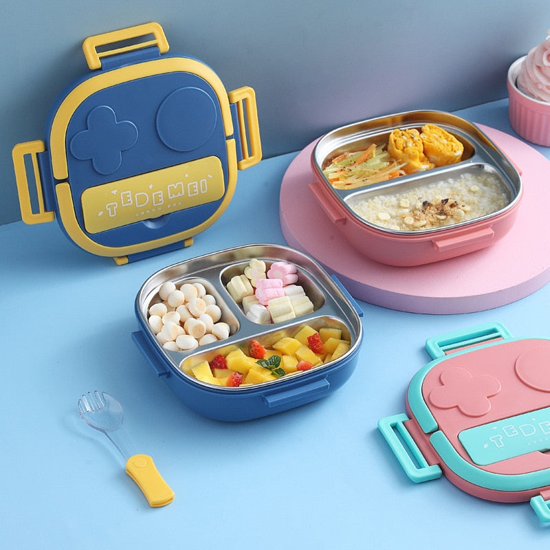 Portable Kids Lunch Box of Stainless Steel for Outings childrensterritory