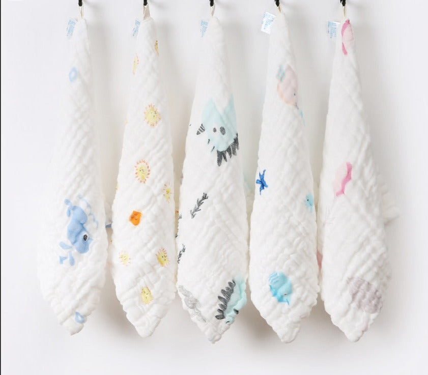 Baby Soft Cotton Bath Towel &amp; Handkerchief 5PCS/Lot childrensterritory