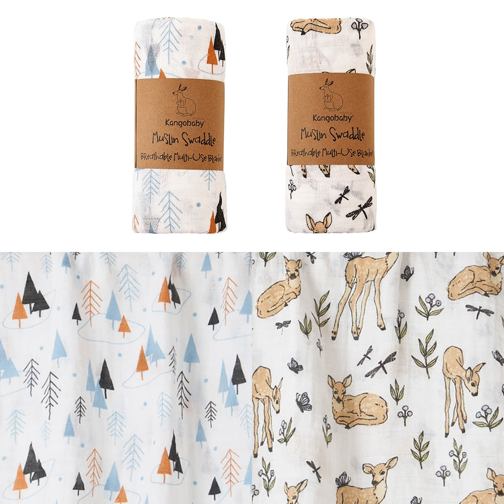2 Pieces Pack Muslin Cotton Baby Swaddles/Blankets childrensterritory