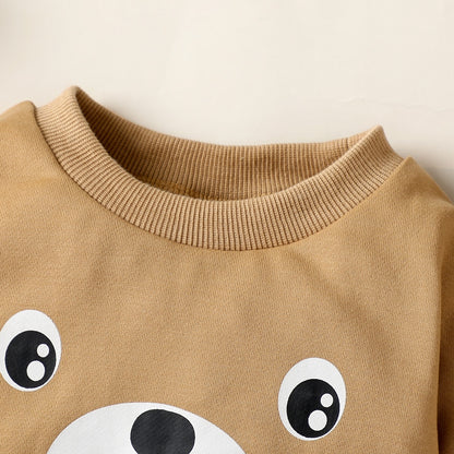 Long Sleeves Bear Print Baby Jumpsuit &amp; Hat Set childrensterritory