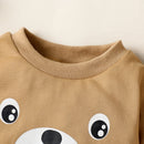 Long Sleeves Bear Print Baby Jumpsuit & Hat Set childrensterritory