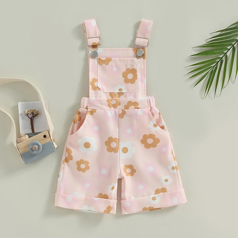Floral Print Sleeveless Kids Girl Suspenders Jumpsuit childrensterritory