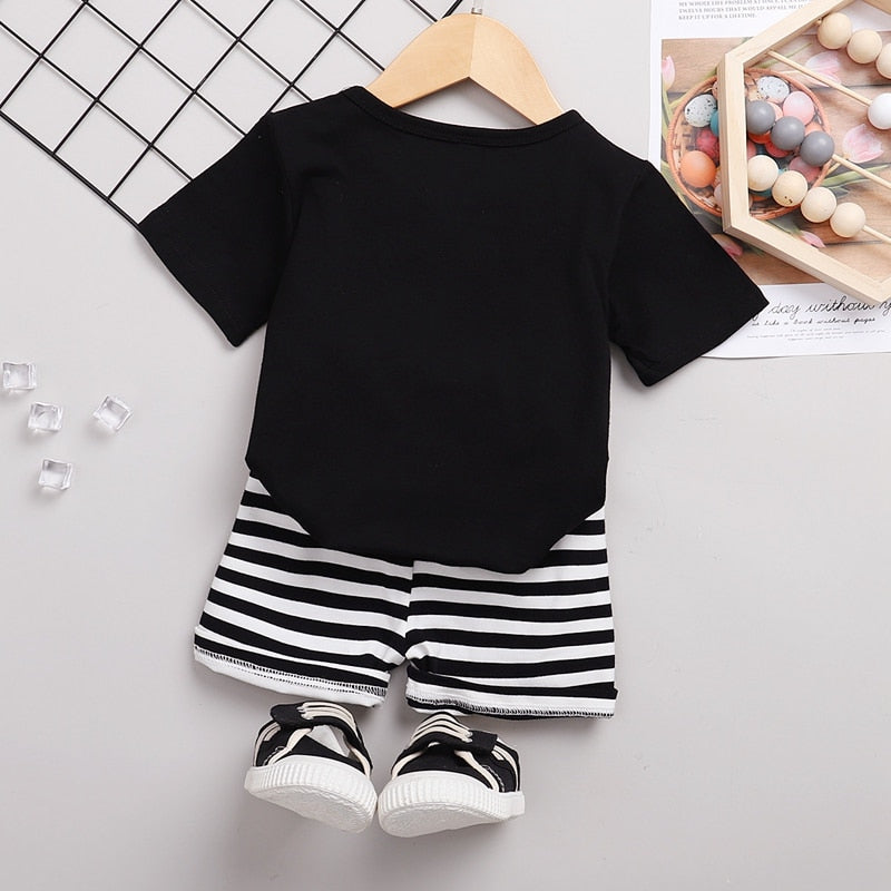 2PCS Toddler Boy 75 Print Top + Shorts Clothes Set childrensterritory