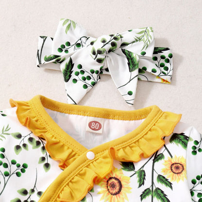 Baby Girls Floral Summer Bodysuit with Headband childrensterritory