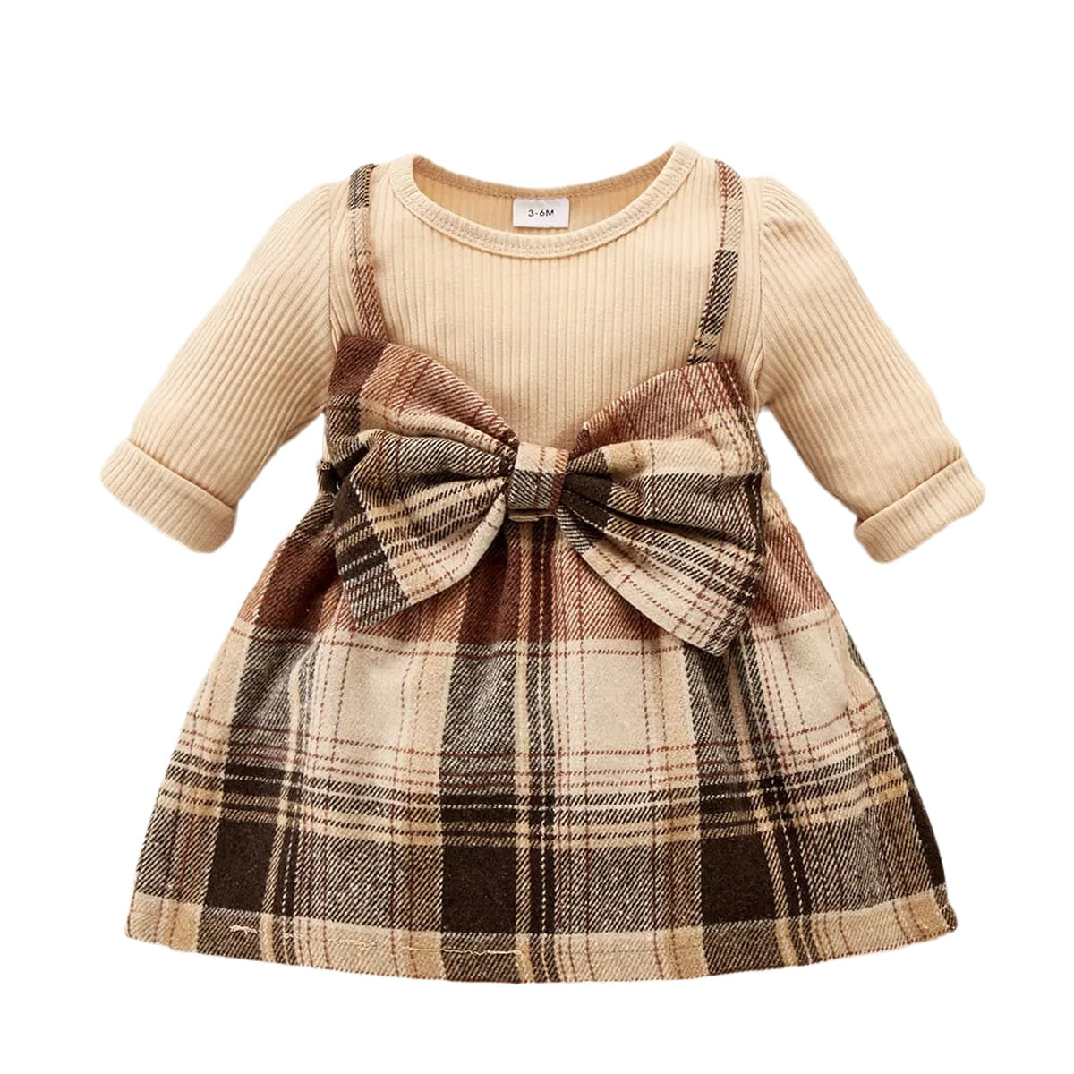 Plaid Print Bow Decor Baby Girls Princess Dress childrensterritory