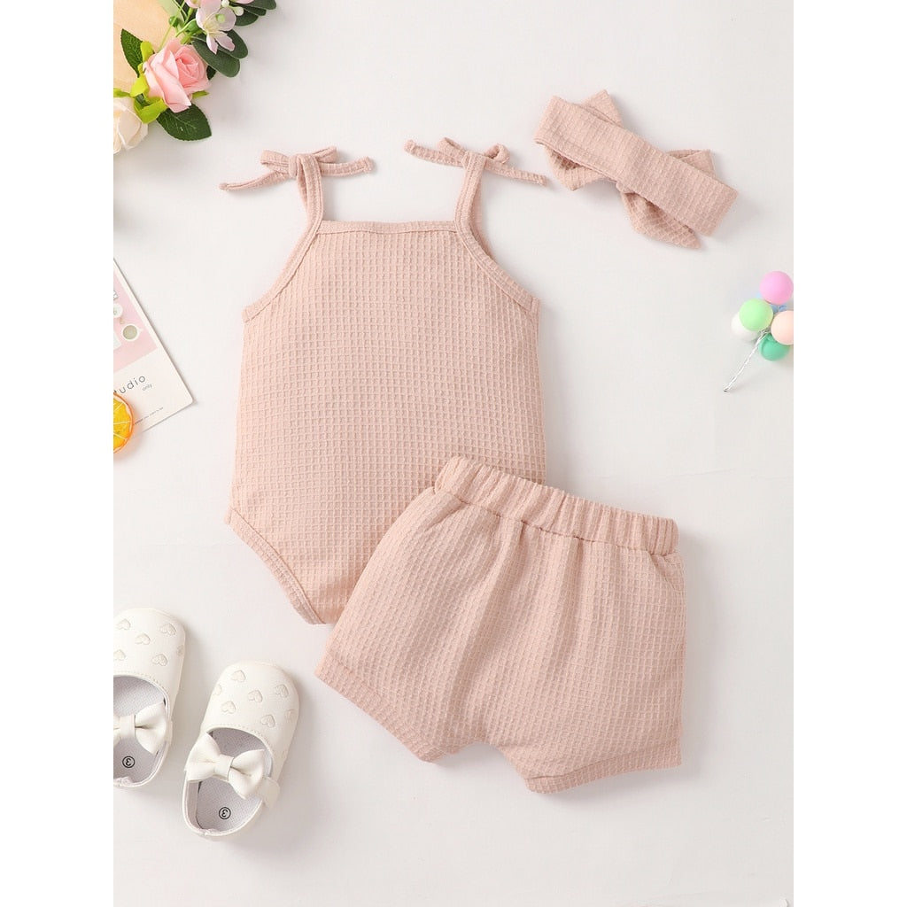 3PCS Baby Girl Cotton Outfit for Summer childrensterritory