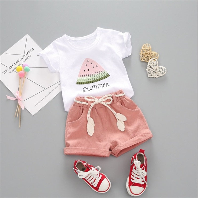 Toddler Girls 2pcs Printed Cotton Outfit Set childrensterritory