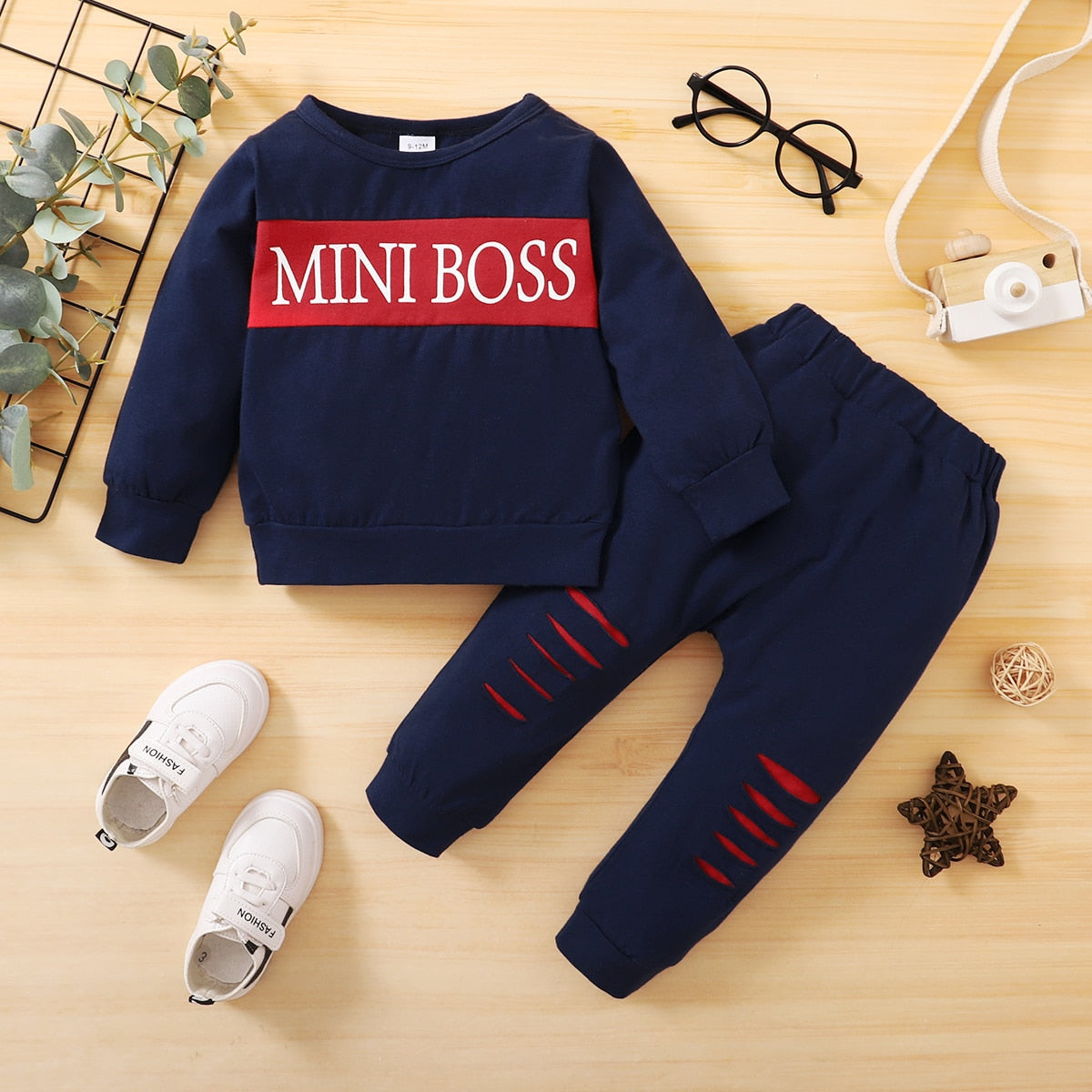 Baby Boy "Mini Boss" Letter Print 2PCs Clothes childrensterritory