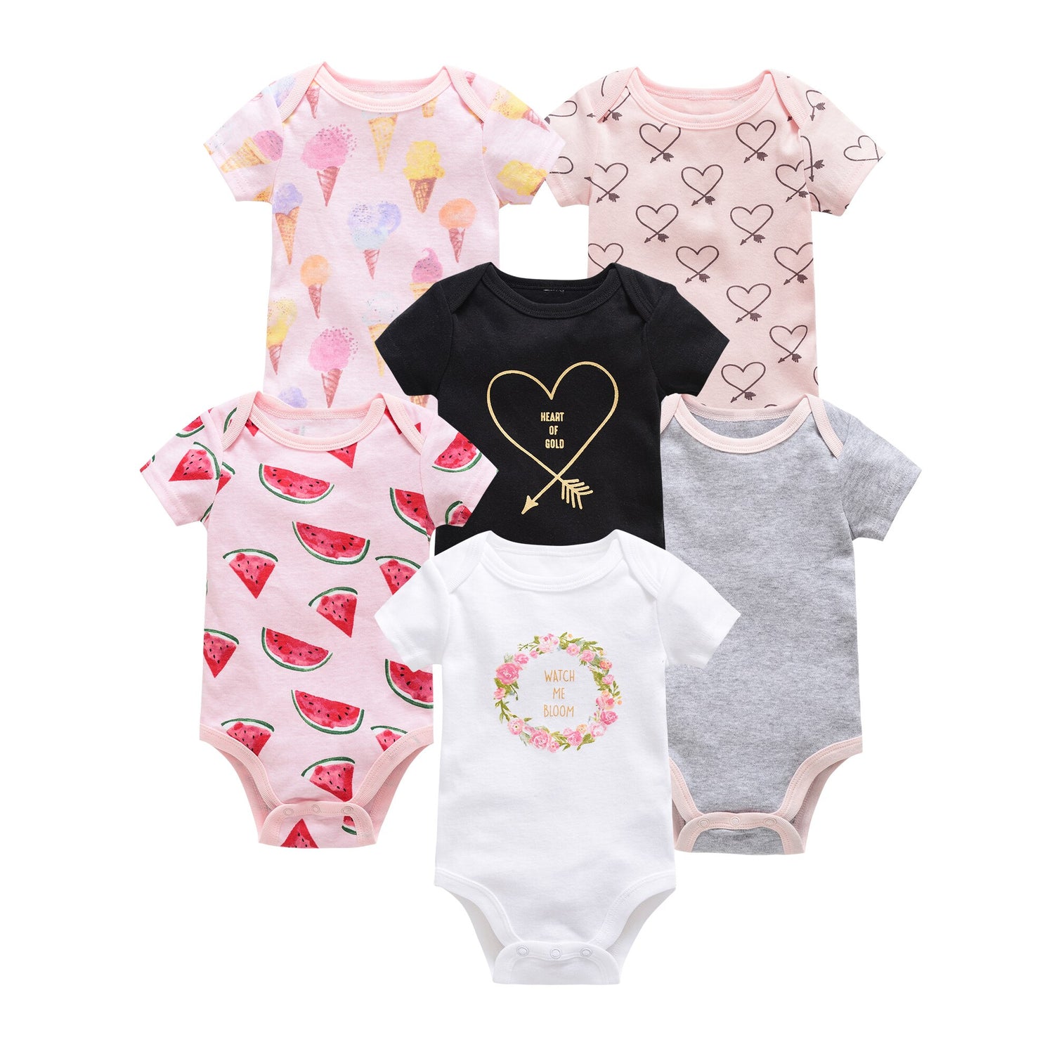 Cotton Short Sleeve Baby Unisex Cartoon Bodysuits childrensterritory