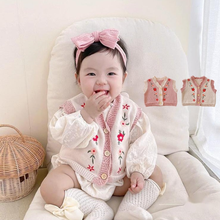 Baby/Toddler Girl Knitted V-neck Cardigan/Vest childrensterritory