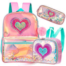 Sequin Heart and Star Design School Backpack Set for Girls childrensterritory