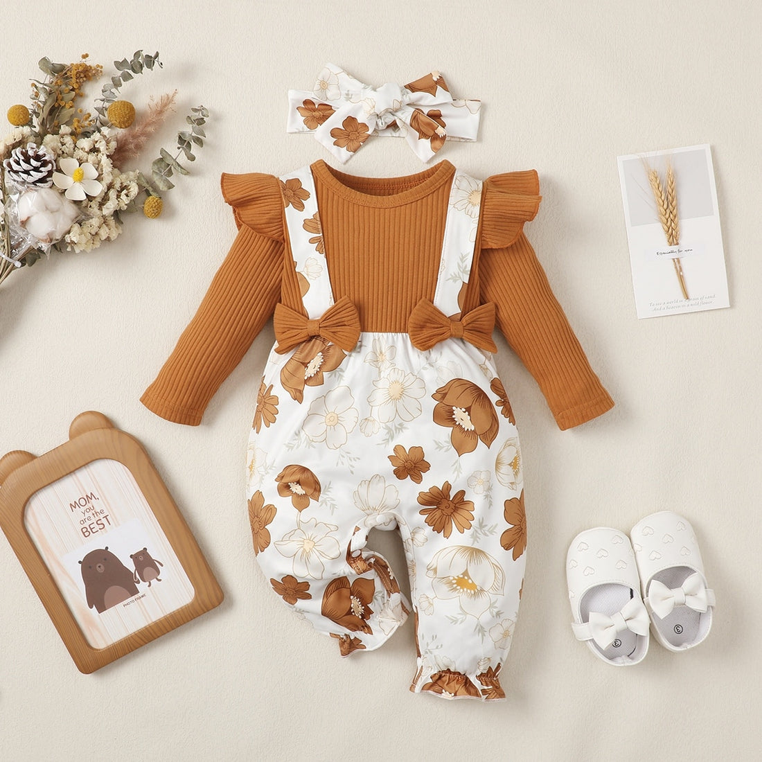 Infant Girl Floral Printed Long Sleeve Jumpsuit childrensterritory